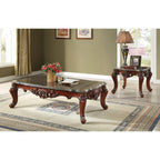 Acme Eustoma Marble Top End Table with Queen Anne Legs in Walnut