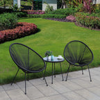 DUKAP Sassio 3 Piece Patio Seating Set with Two Chairs and One Coffee Table, Outdoor Conversation Seats with Weather and Water Resistance, Spacious Porch Furnitures for Ultimate Comfort | Black