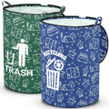 Memorywuu 2 Pack Collapsible Trash Can Camping with Zippered Lid