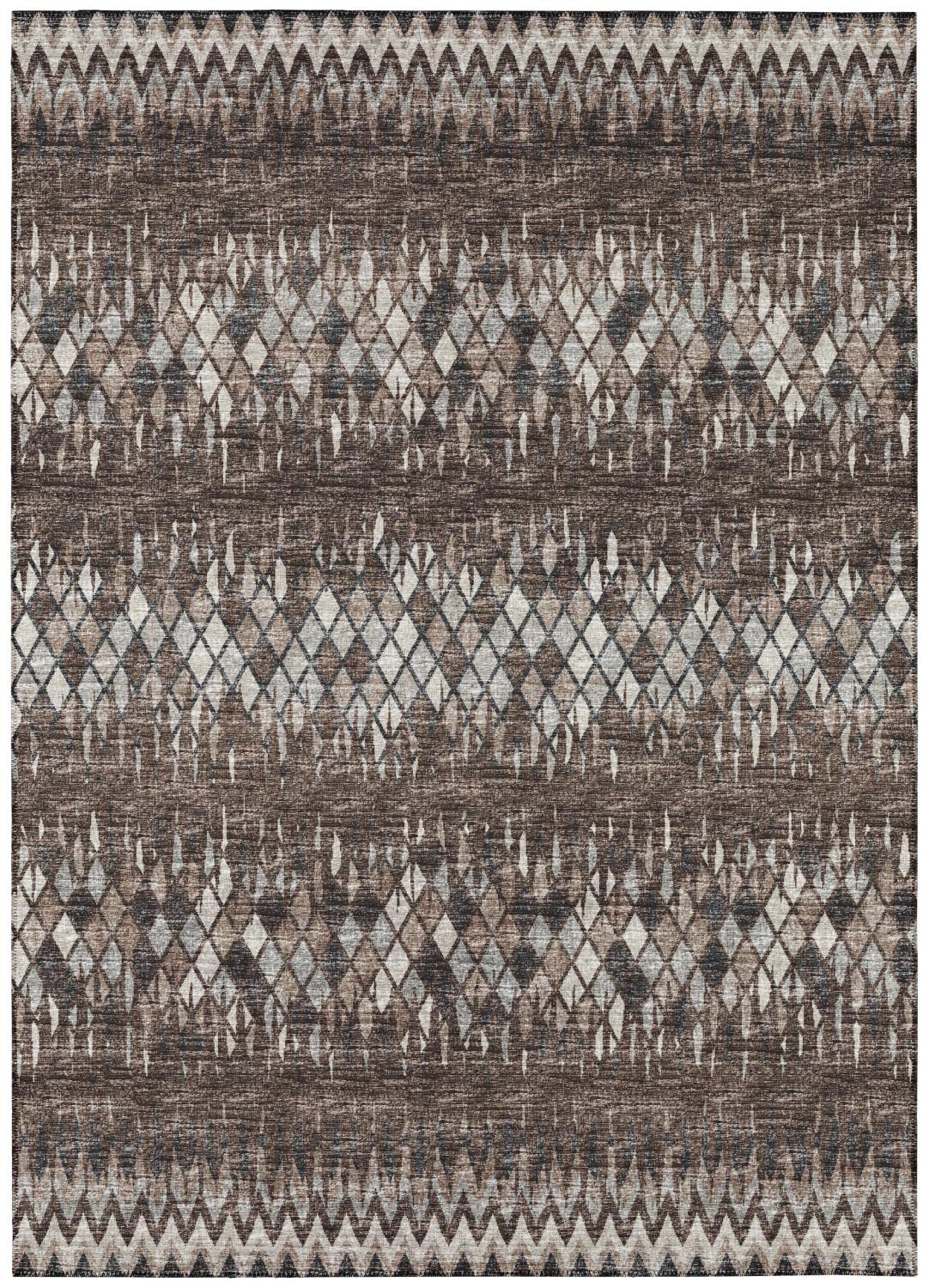 Addison Rugs Rylee Ary35 Brown Washable 3' X 5' Indoor Outdoor Area Rug, Easy Clean, Machine Washable, Non Shedding, Bedroom, Entry, Living Room, Dining Room, Kitchen, Patio Rug