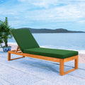SAFAVIEH Outdoor Collection Solano Natural Brown Solid Wood/Green Cushion Patio Adjustable Chaise Lounge Chair (PAT7024N)