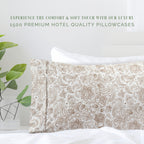 Elegant Comfort Ultra Soft Set Of 2 Floral Print Pillowcases - 1500 Premium Hotel Quality Microfiber, Soft And Smooth Envelope Closure 2-Piece Pillow Covers - Standard/Queen, Paisley Taupe