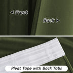 Ryb Home Olive Green Velvet Curtains With Hook Tape, Thermal Insulated Privacy Protect Decorative Drapes For Home Theater, W 52 X L 72 Inches, 2 Panels Set