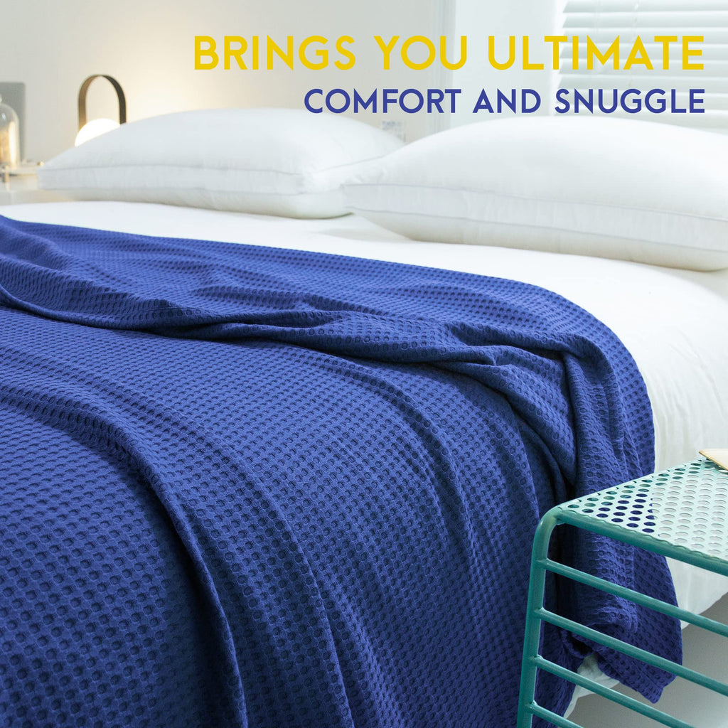 Amyhomie Cooling Blanket Twin Size, 100% Rayon Derived From Bamboo, Cool Summer Blanket For Hot Sleepers Soft Comfy Waffle Light