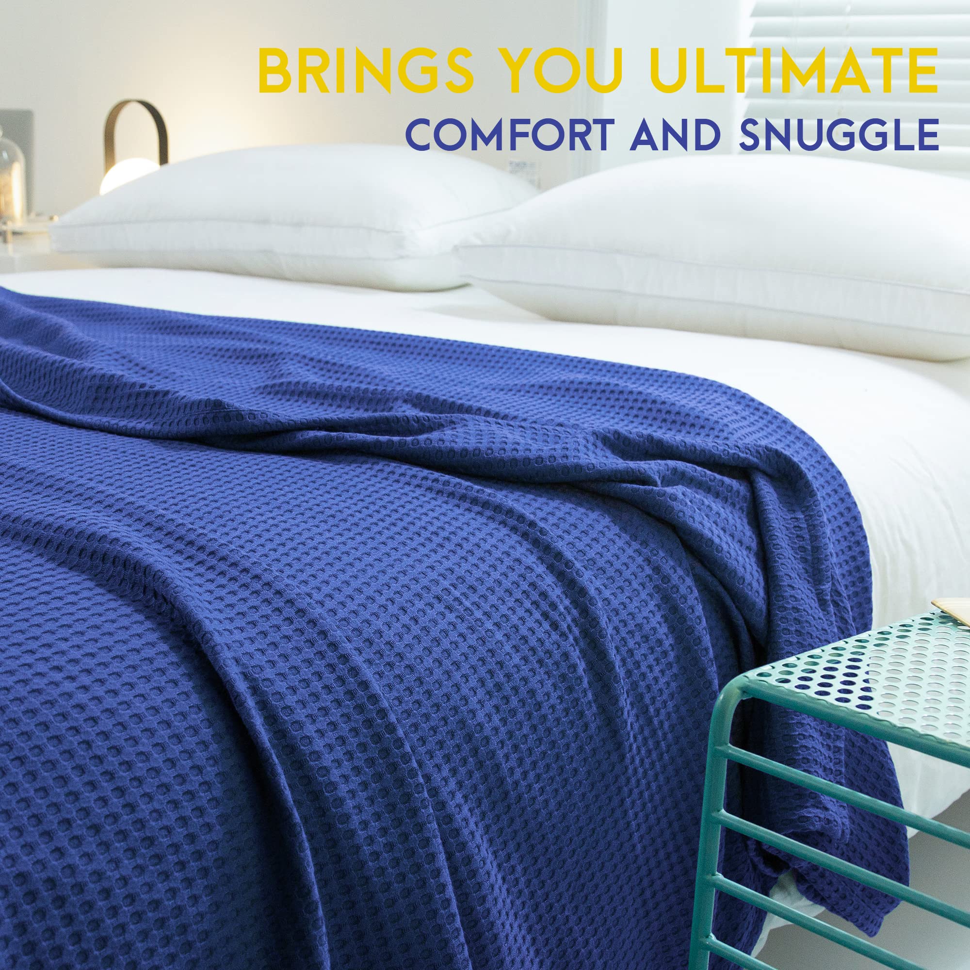 Amyhomie Cooling Blanket Twin Size, 100% Rayon Derived From Bamboo, Cool Summer Blanket For Hot Sleepers Soft Comfy Waffle Light