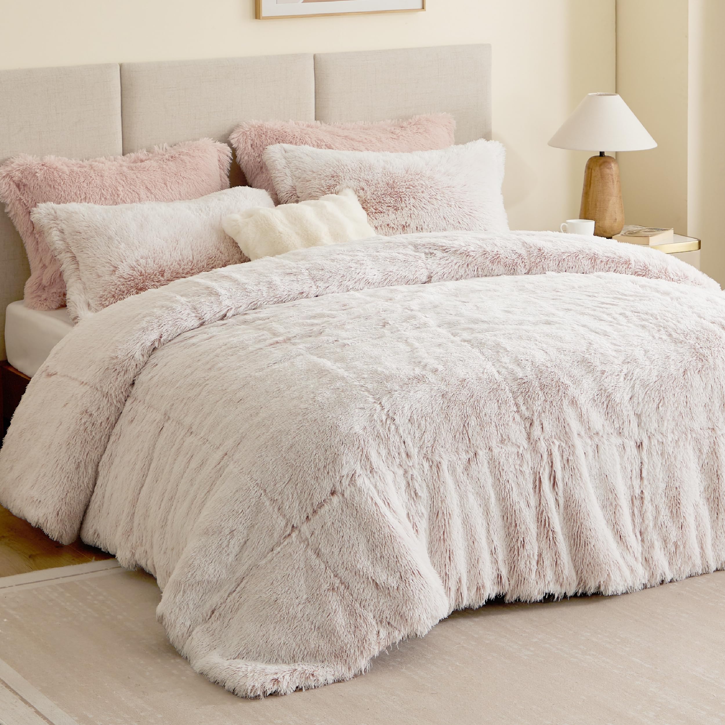 Intelligent Design King Comforter Set Fur-Like Shaggy Comforters For King Size Bed Warm, Fuzzy Bedding, All Season Luxurious Com