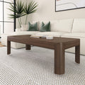 Plank+Beam Modern Rounded Coffee Table, 54 Inch, Solid Wood Contemporary Center Table for Living Room, Rectangle Tea Table, Waln