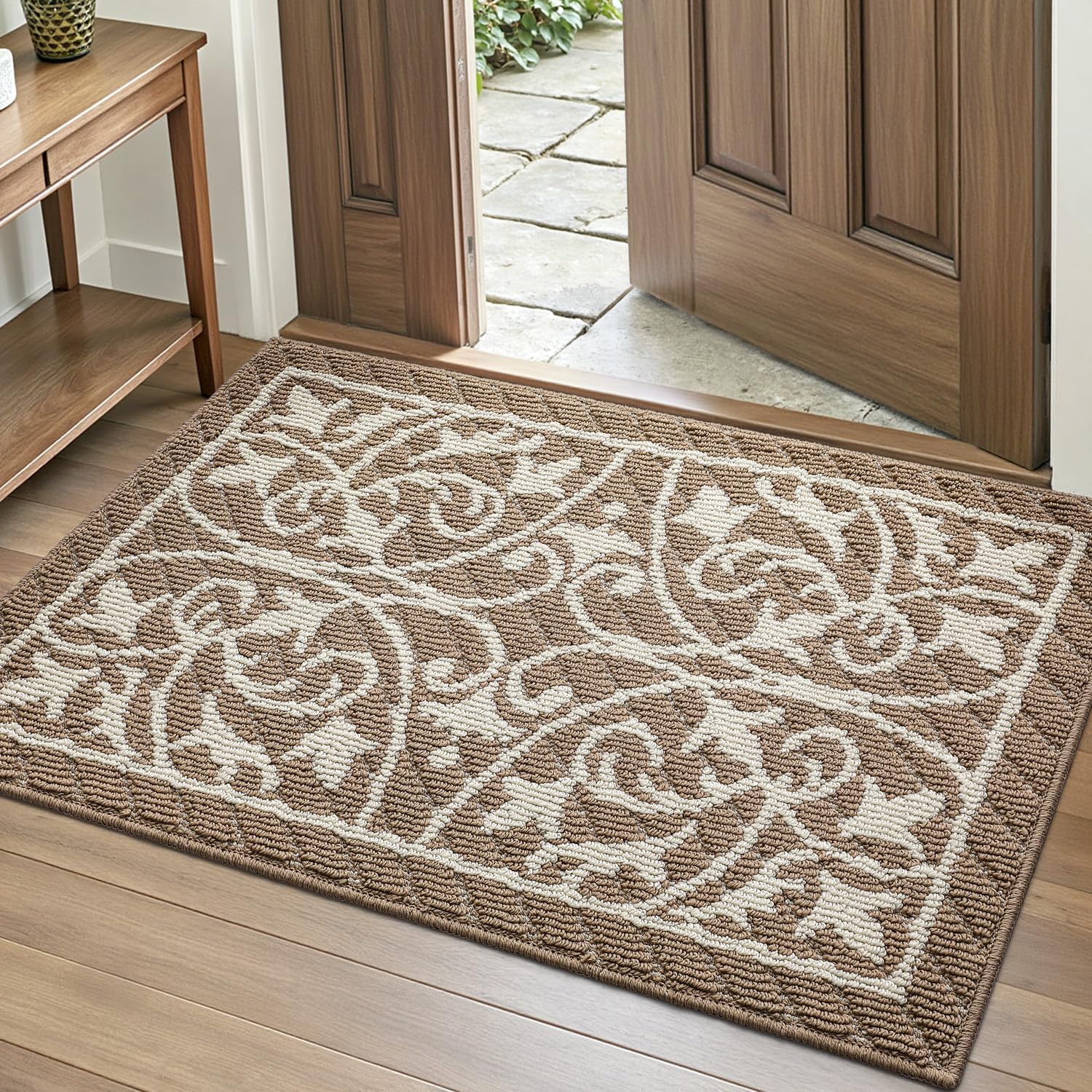 DEXI Front Door Mat Entryway, Inside Welcome Entrance Doormat Low Profile Thin, Non Slip Washable Entry Mats for House Floor Dir