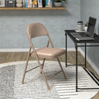 Cosco Smartfold Vinyl Folding Chair, 4-Pack, Antique Linen