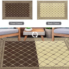 Hiiarug 9X12 Outdoor Rugs Outdoor Patio Rug, Reversible Waterproof Plastic Straw Rug Large Outdoor Rug (9X12Ft, Brown)