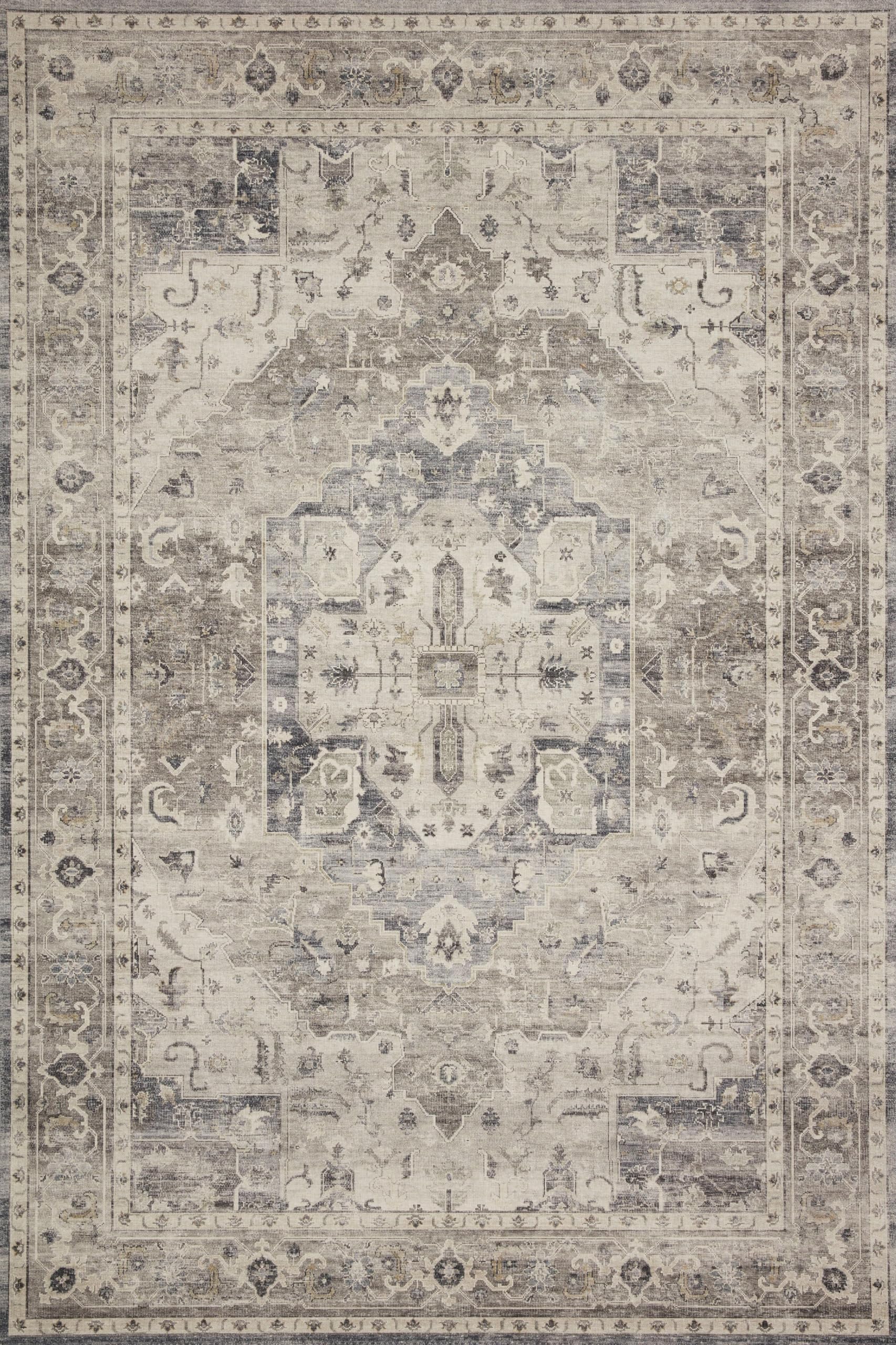 Loloi Ii Hathaway Collection Hth-05 Steel / Ivory 3'-6'' X 5'-6'', .25'' Thick, Accent Rug, Soft, Durable, Printed, Modern, Low