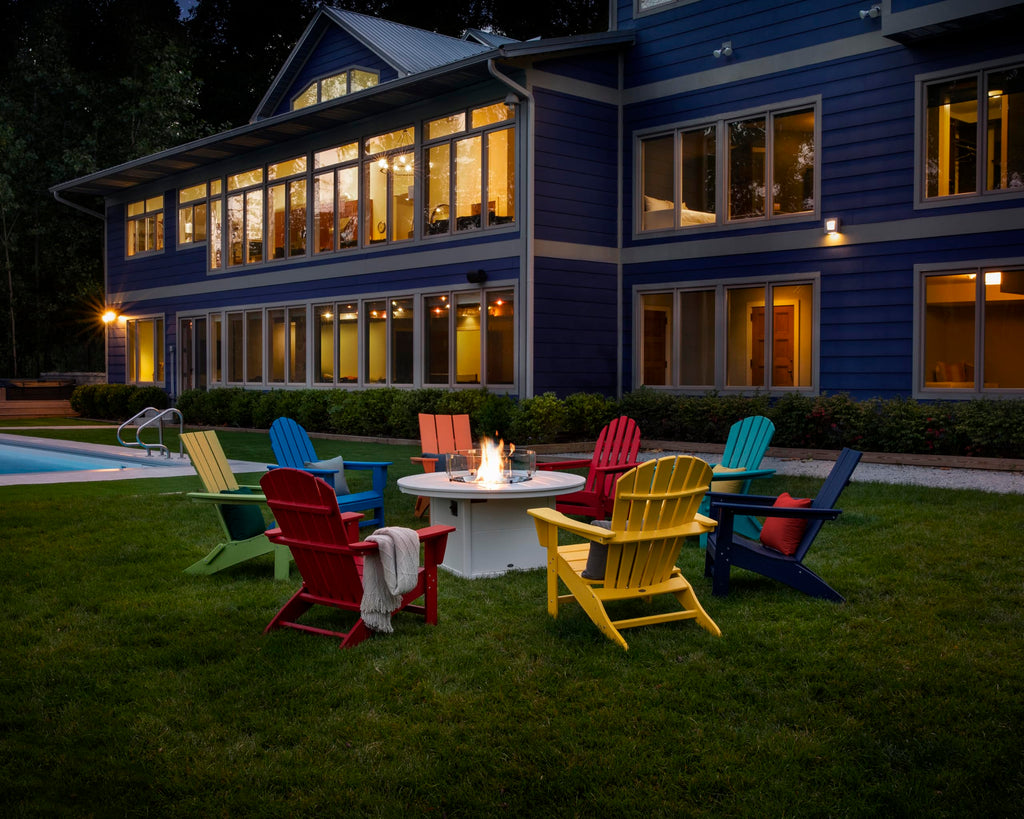 Polywood Ad420Pb Modern Adirondack Chair, Pacific Blue, Durable High Density Polyethylene Construction, Easy Assembly, Waterproof, Comfortable Contoured Seat