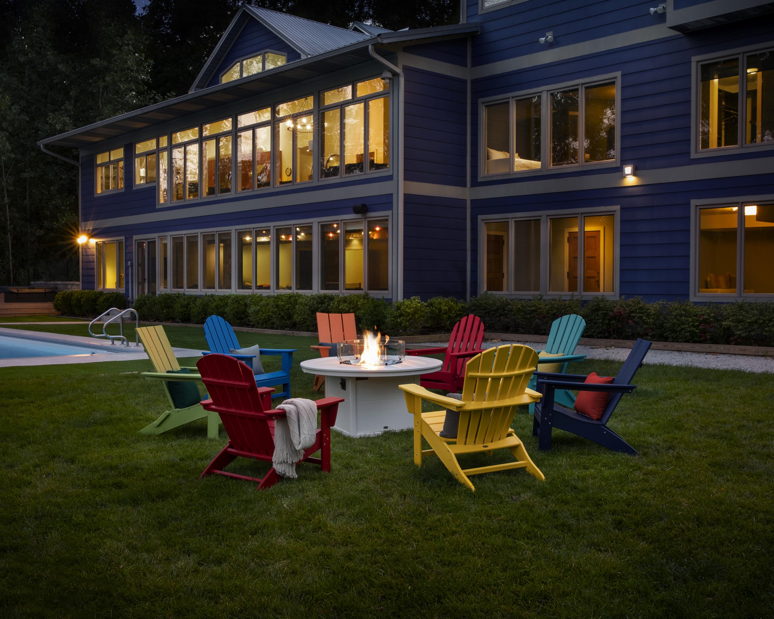 Polywood Ad420Ta Modern Adirondack Chair, Tangerine