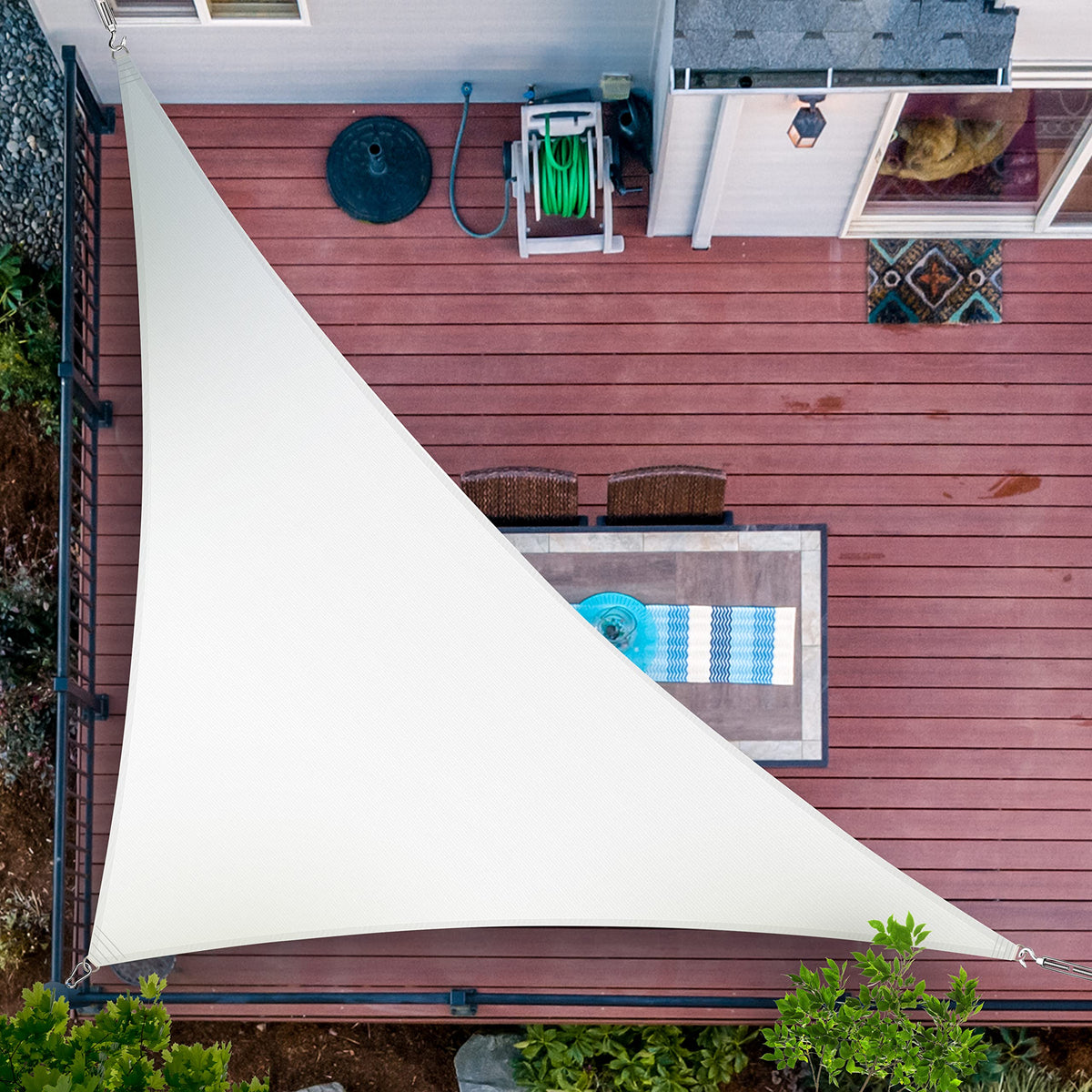 Shademart 11' X 21' X 23.7' White Sun Shade Sail Upf50 Right Triangle Smtaprt20 Canopy Fabric Cloth Screen, Water Air Permeable