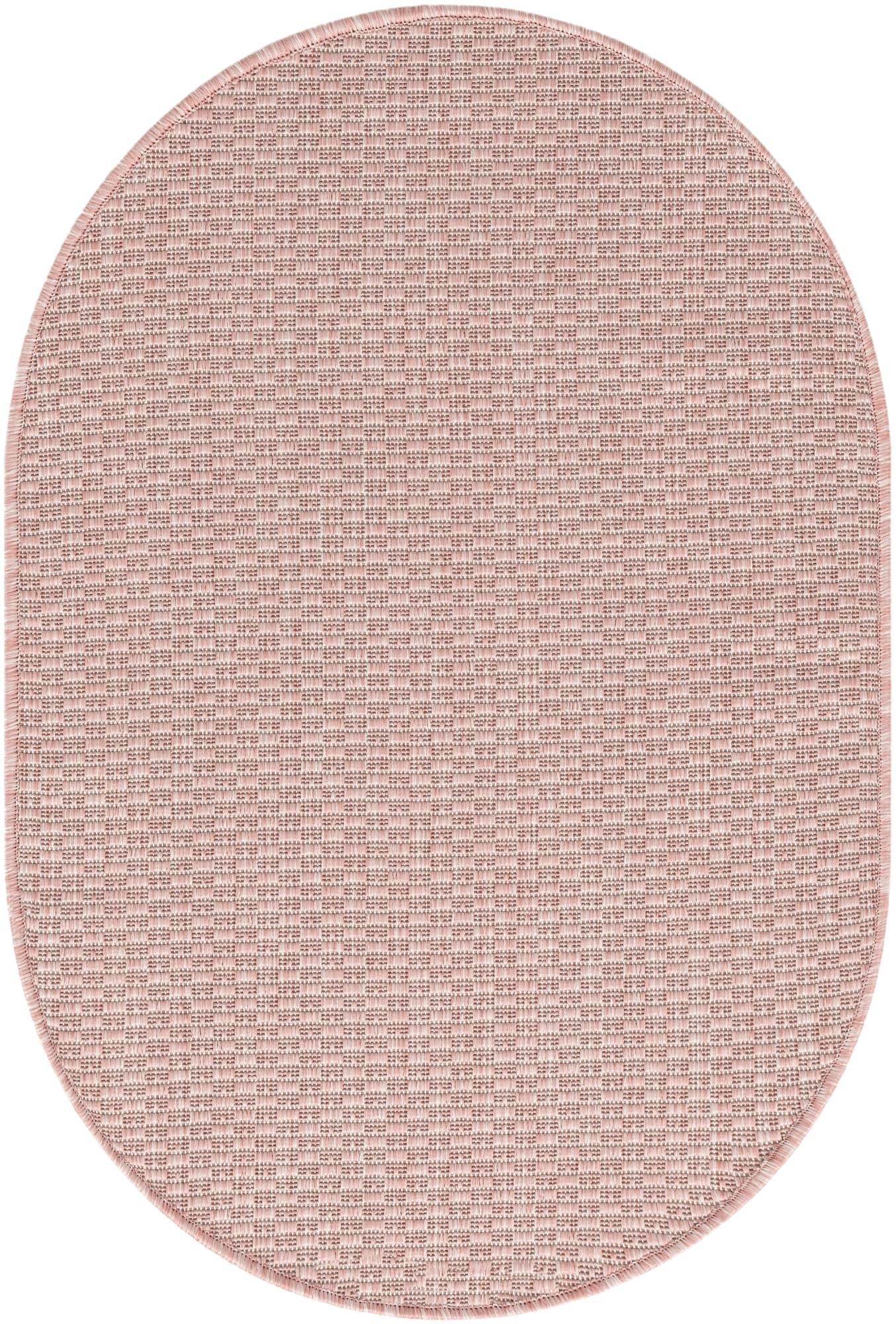 Unique Loom Collection Casual Transitional Solid Heathered Indoor/Outdoor Flatweave Area Rug (2' 2'' x 3' 1'' Oval, Whisper Pink
