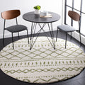 SAFAVIEH Arizona Shag Collection Area Rug - 51 Round, Ivory & Green, Moroccan Design, Non-Shedding & Easy Care, 1.6-inch Thick,