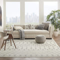 Nourison Grafix Moroccan Ivory/Grey 8'6' X 12' Area Rug, Easy Cleaning, Non Shedding, Bed Room, Living Room, Dining Room, Kitch