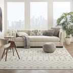 Nourison Grafix Moroccan Ivory/Grey 8'6' X 12' Area Rug, Easy Cleaning, Non Shedding, Bed Room, Living Room, Dining Room, Kitch