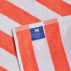 Arkwright California Chaise Lounge Cover - Pack Of 2 - Striped Soft Cotton Cabana Towel With Pocket Holder For Beach Pool Outdoor Chair, 30 X 85 In., Coral