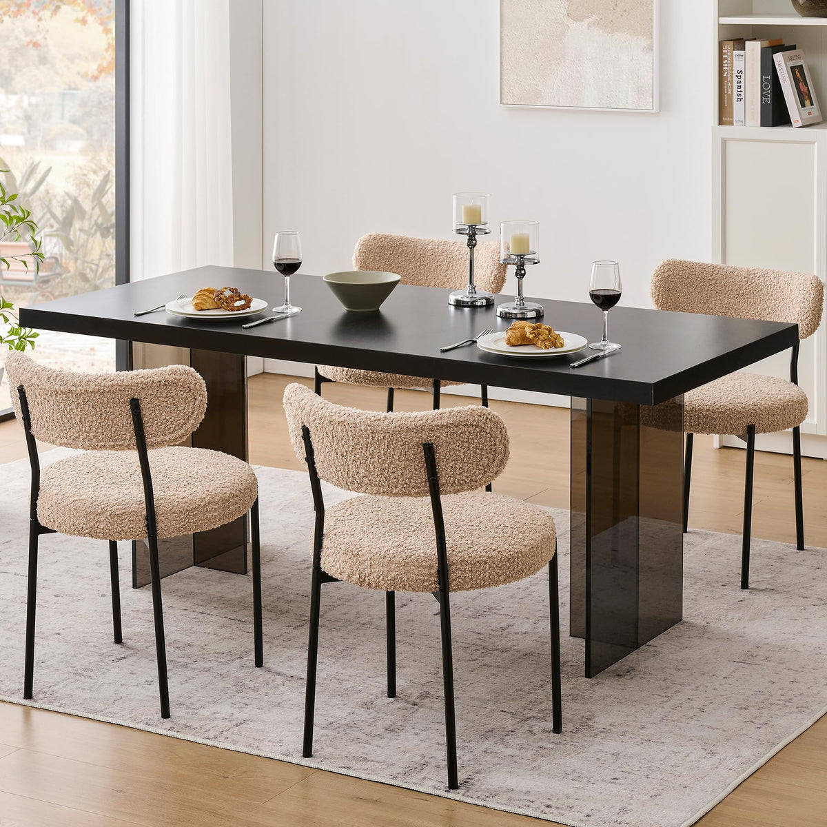 Coolazy Dining Chairs Set Of 4 - Modern Black And White Kitchen & Dining Room Chairs - Comfortable Upholstered Dining Chair Set