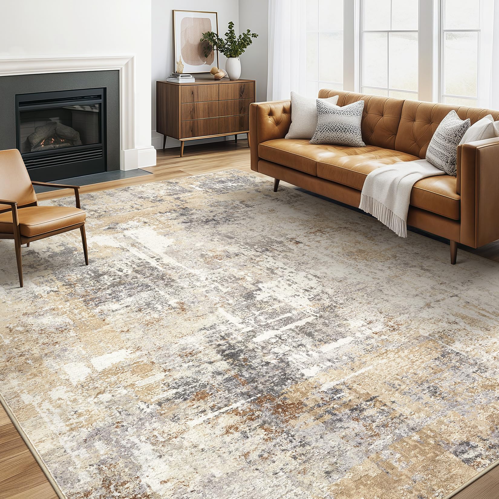 6x9 Area Rugs Living Room: Large Washable Abstract Modern Soft Rug Stain Resistant Indoor Floor Non Slip Accent Carpet for Bedro