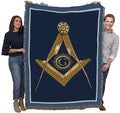 Pure Country Weavers Masonic Gold Square And Compass Blanket - Gift Tapestry Throw Woven From Cotton - Made In The Usa (72X54)