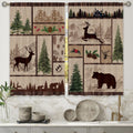 Laifzere Rustic Cabin Kitchen Curtains Forest Woodland Farmhouse Brown Small Short Cafe Window Curtains Country Bear Deer Rod Po