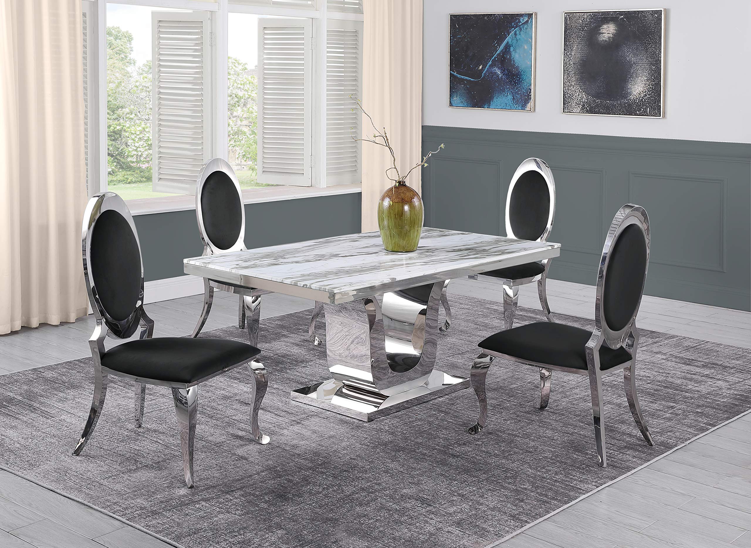 Furniture D14-4Sc182 Dining Set, Black