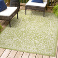 Jonathan Y Smb104D-9 Malta Bohemian Medallion Textured Weave Indoor Outdoor Area-Rug, Coastal, Traditional, Transitional Easy-Cleaning,Bedroom,Kitchen,Backyard,Patio,Non Shedding, Green/Cream, 9 X 12