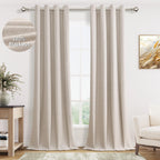 Jowels Oatmeal Linen Blackout Curtains 108 Length 2 Panels Set for Living Room Bedroom, 100% Black Out Thermal Insulated Linen D
