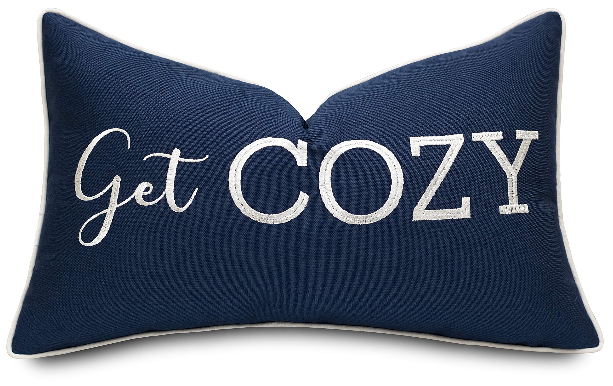 Yugtex Romantic Couple Love Sentiment Embroidered Decorative Sayings Lumbar Accent Throw Pillowcase - Get Cozy Phrase Decor For