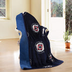 Cruz Azul Team Logo Blue Sherpa Lining Borrego Flannel Throw Sofa Blanket 50'X60'