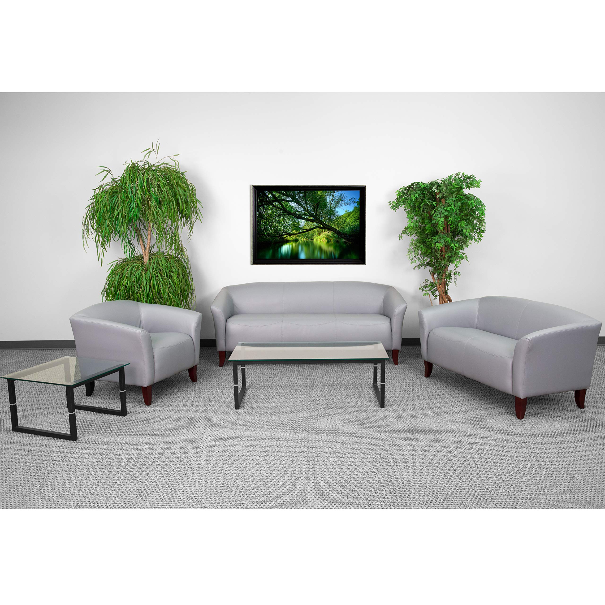 Flash Furniture Hercules Imperial Series Reception Set In Gray Leathersoft