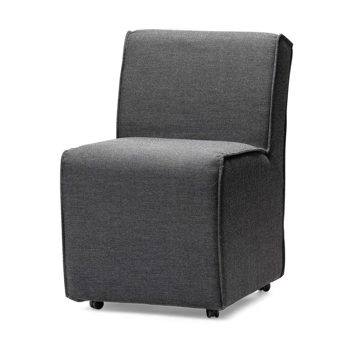 HomeRoots Fully Upholstered Grey Fabric Dining Chair on Casters