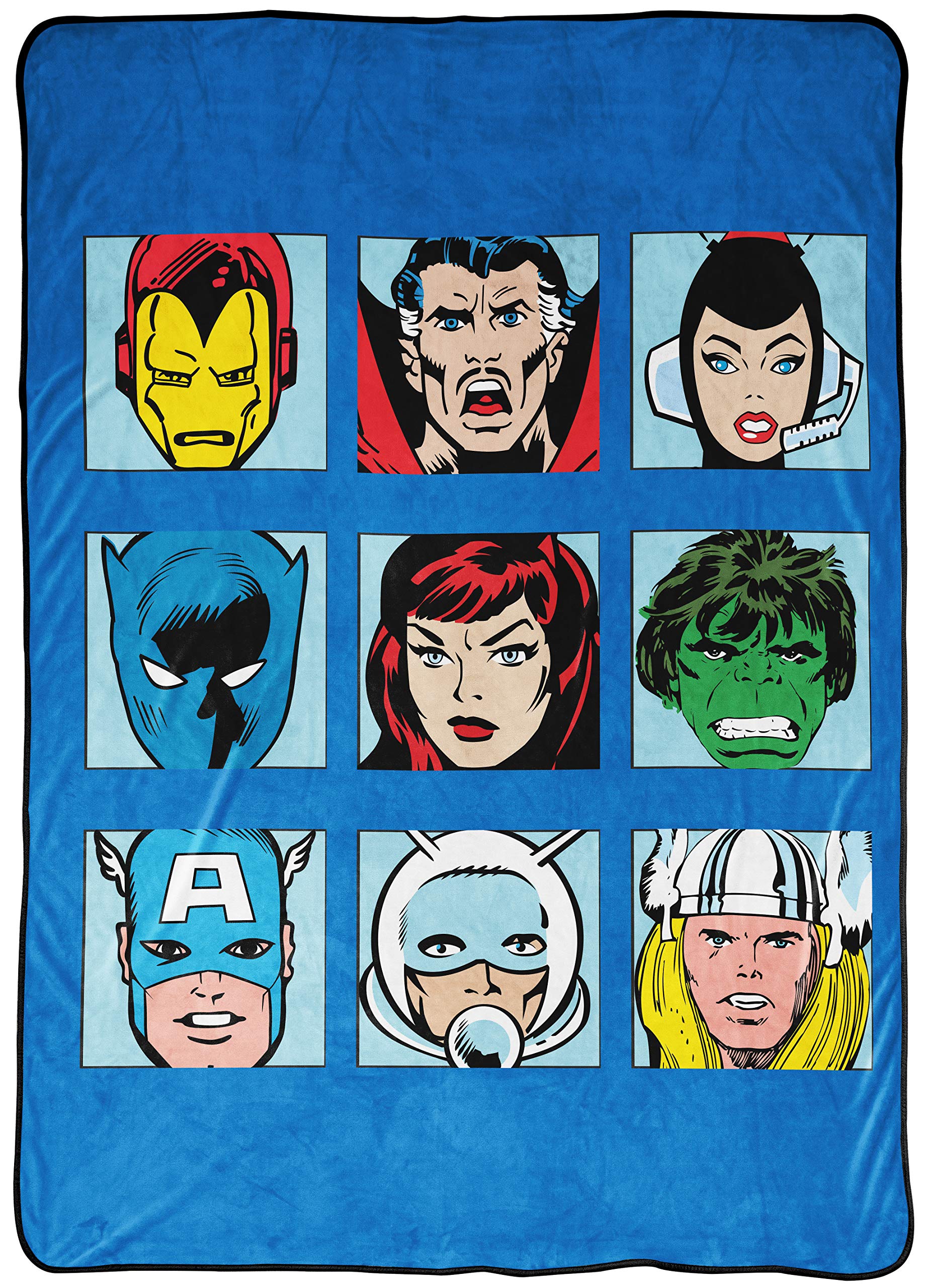 Marvel Comics Avengers Blanket - Measures 62 x 90 inches, Kids Bedding Features Captain America, Black Panther, & Doctor Strange