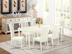 East West Furniture DOIP7-LWH-W 7 Piece Dining Table Set Consist of a Rectangle Dining Room Table with Butterfly Leaf and 6 Wooden Seat Chairs, 42x78 Inch, Linen White