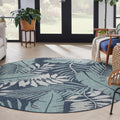 Nourison Garden Oasis Navy 8 x Round Area Rug - Easy Cleaning, Non Shedding, Bed Room, Living Room, Dining Room, Kitchen (8 x 