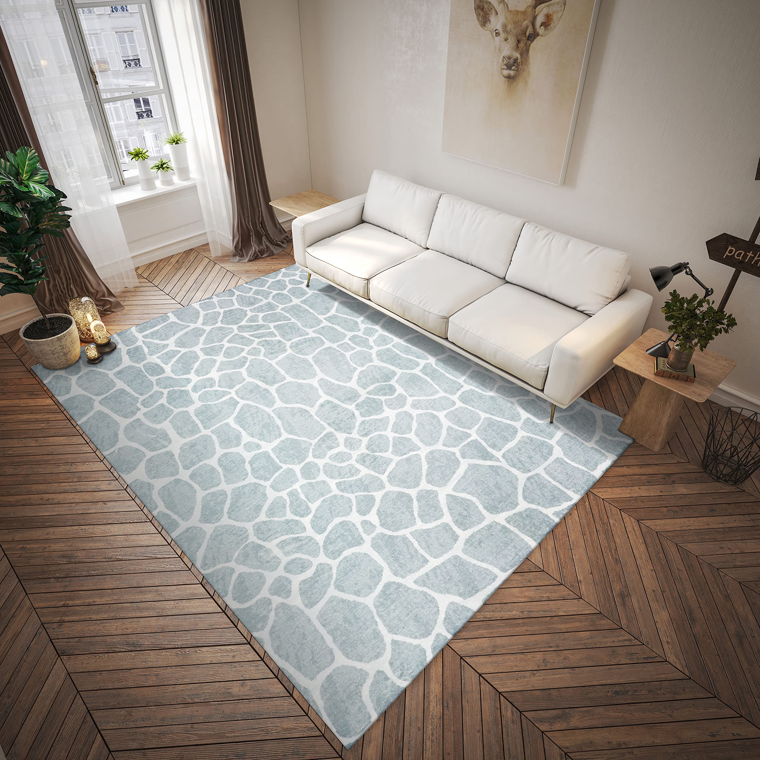 Dalyn Rugs Akina Giraffe Animal Print Ak4 Faux Fur Flannel 2'3" X 7'6"