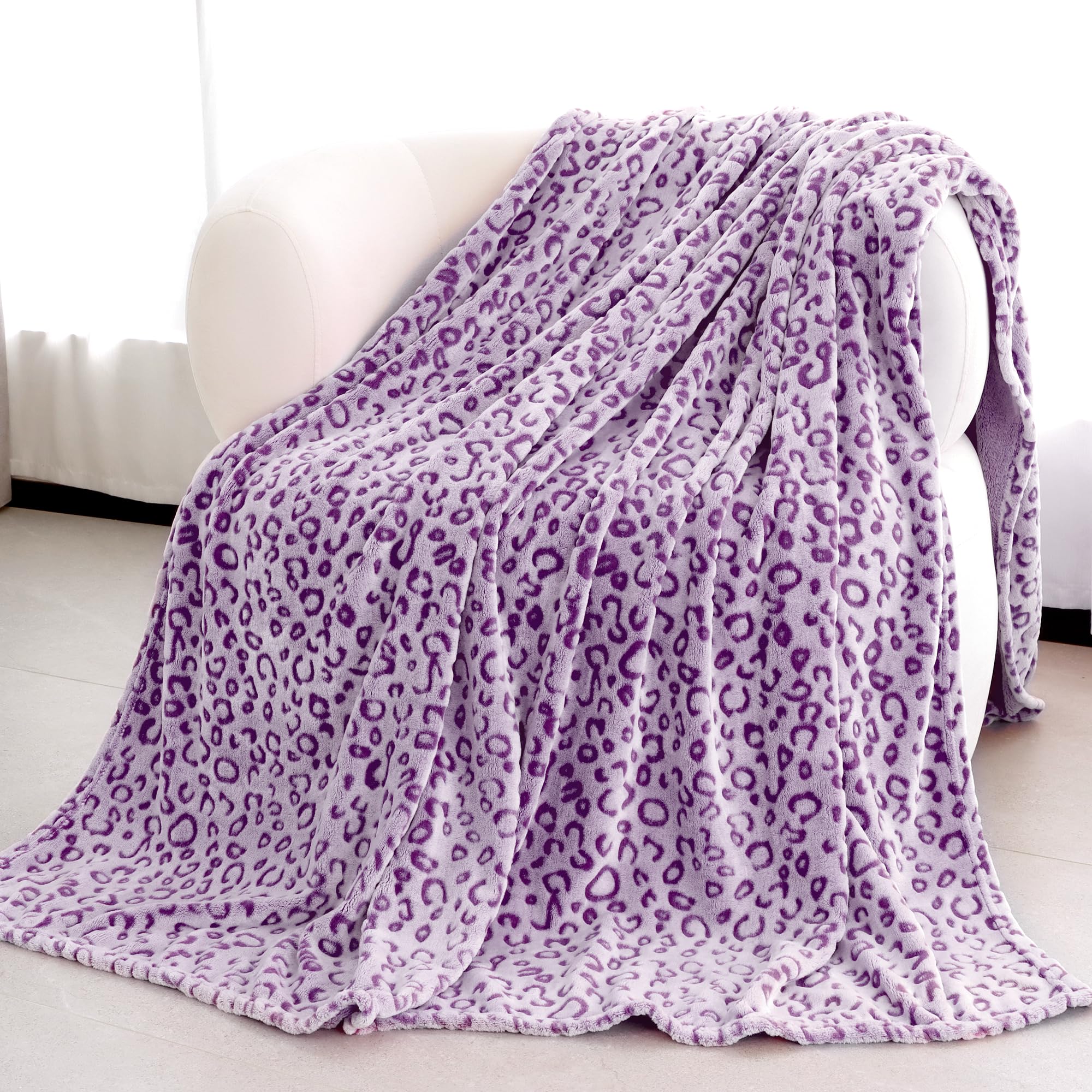 Purple Leopard Print Blanket Warm Blanket Purple Lightweight Blanket Soft Throw Blankets For Bed Couch Bedroom