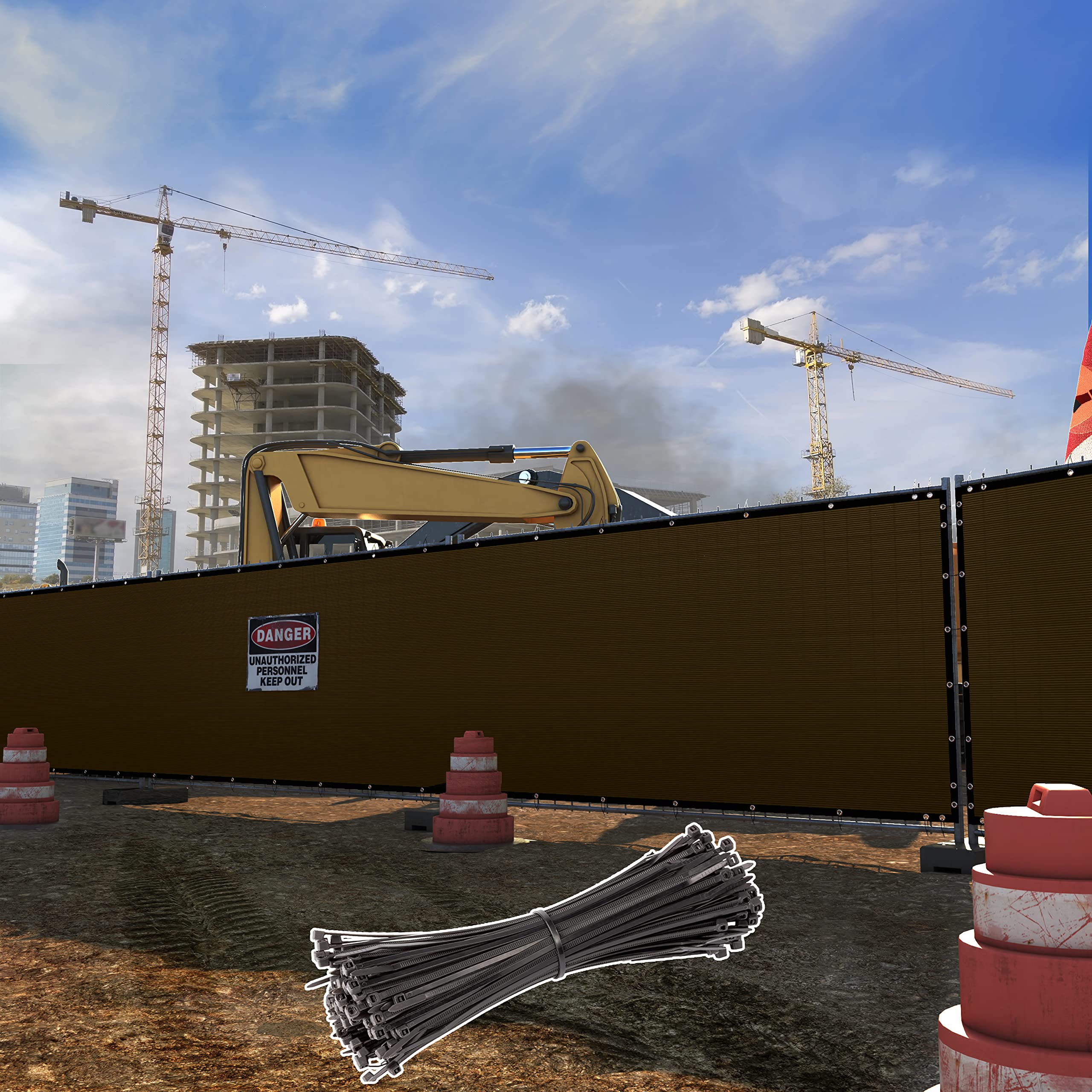 Shademart 6' X 175' Brown Fence Privacy Screen Windscreen Shade Fabric Cloth Hdpe, 90% Visibility Blockage, With Grommets, Heavy