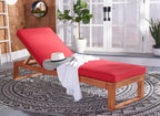 Safavieh Outdoor Collection Solano Natural Brown Solid Wood/Red Cushion Patio Adjustable Chaise Lounge Chair (Pat7024R)