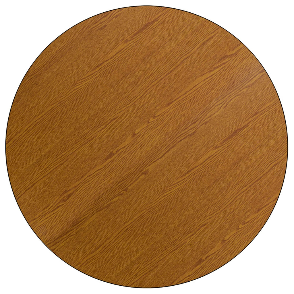 Flash Furniture Wren Mobile 42'' Round Oak Thermal Laminate Activity Table - Height Adjustable Short Legs