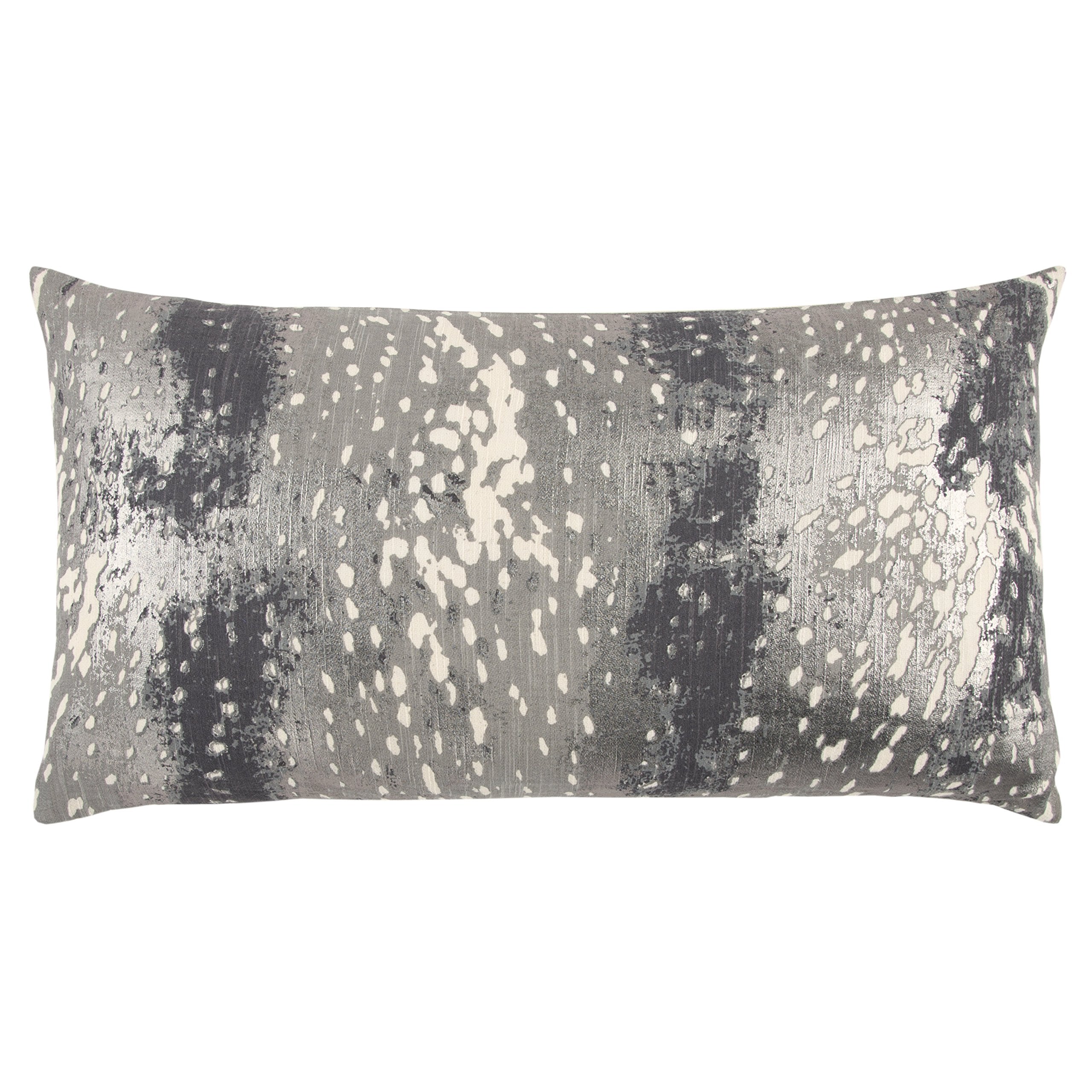 Rizzy Home | T13081 | Poly Fill Decorative Pillow | 14"x26" Gray/Black/Metallic Abstract