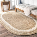 nuLOOM Rikki Coastal Braided Jute Area Rug, Oval 4x6, Off-white