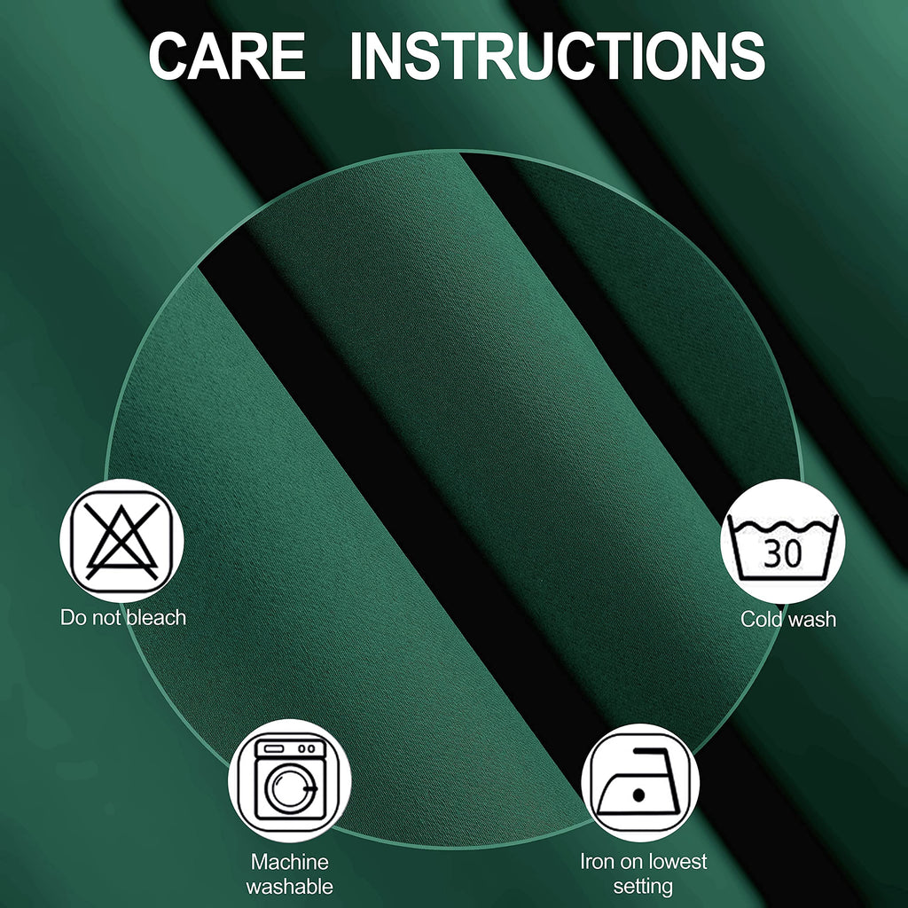 Lemomo 100% Blackout Curtains 40 X 63 Inch/Green Curtains 2 Panels With Black Liner/Double Layer Full Room Darkening Bedroom Cur