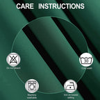 Lemomo 100% Blackout Curtains 40 X 63 Inch/Green Curtains 2 Panels With Black Liner/Double Layer Full Room Darkening Bedroom Cur