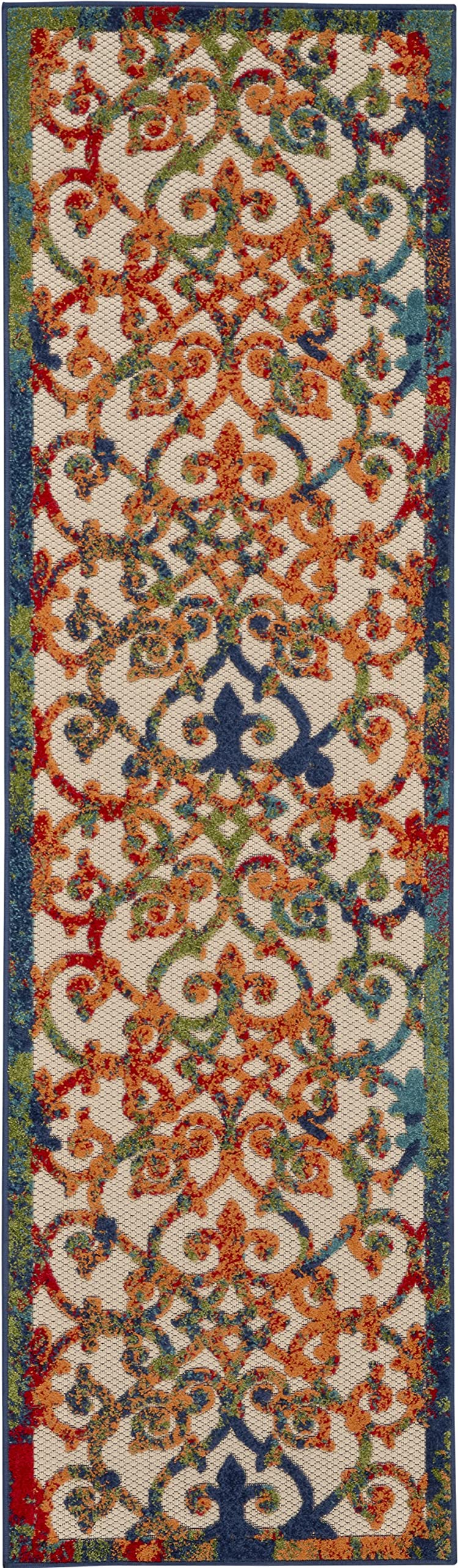 HomeRoots Multicolor 100% Polypropylene 2’ x 12’ Rainbow Colored Indoor Outdoor Runner Rug