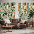 Ambesonne Abstract Modern Window Curtains Pack Of 2, Leafy Silhouettes With Roundy Shapes Jumble Geometric Scandi, Lightweight S