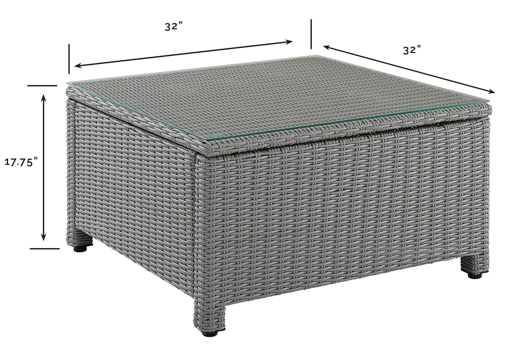 Crosley Furniture Bradenton All Weather Rattan Wicker Outdoor Sectional Coffee Table For Patio, Deck, Porch, Gray