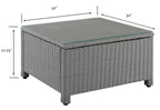Crosley Furniture Bradenton All Weather Rattan Wicker Outdoor Sectional Coffee Table For Patio, Deck, Porch, Gray